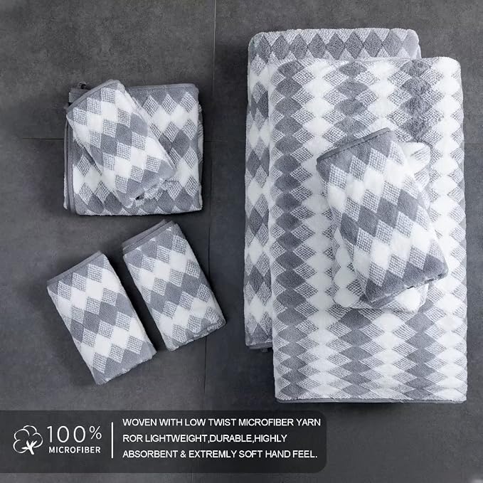 Gray Hand Towels Set 2 Pack-16“x31” Ultra Soft Microfibers Bathroom Towel Set - Image 7
