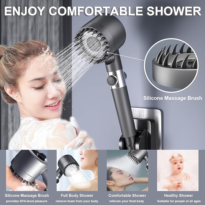 Filtered Shower Head with Handheld, ion High Pressure 4 Spray Mode Showerhead - Image 4