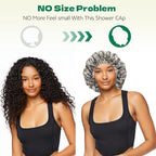 2 PCS Shower Cap Waterproof Double Layer Elastic Adjustable Reusable Hair Bath - Image 5