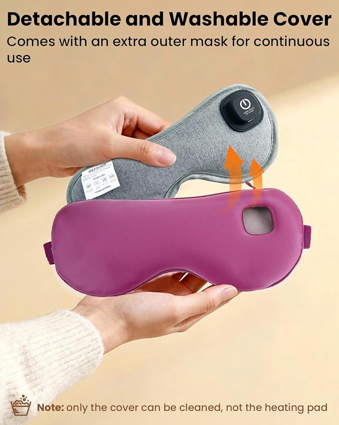 Cordless Heated Eye Mask with 1500mAh Large Battery, 4 Heat Levels & 100% - Image 7