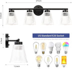 OCIOC Bathroom Vanity Light, 4-Light Modern Matte Black Wall Sconce - Image 3