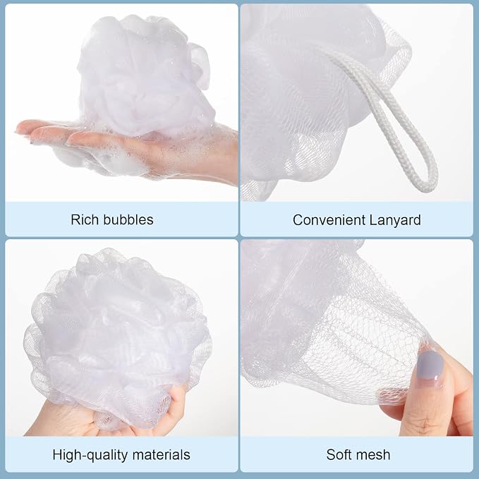 CHENGU 50 Pack Loofah Sponge Bath Sponge Shower Loofah Mesh Shower Ball Bath - Image 3