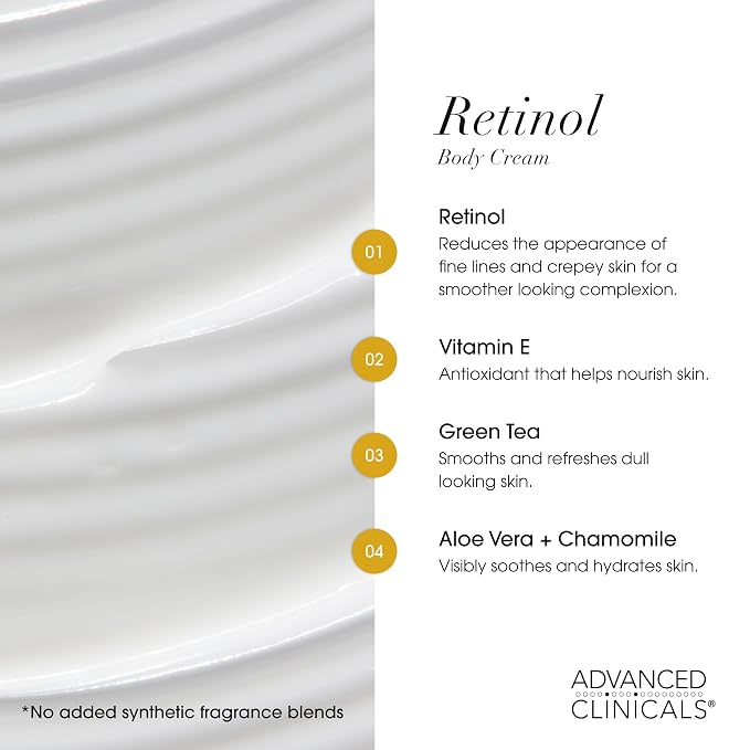 Advanced Clinicals Retinol Body Cream + Hyaluronic Acid Moisturizer 2pc - Image 4