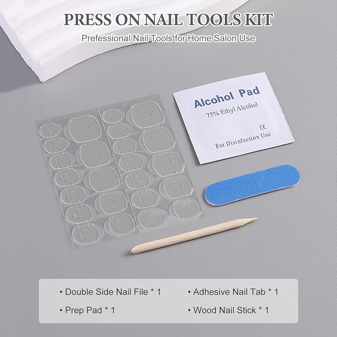 SUTOKAKA 20Pcs Press On Nail Tools Kit, Disposable 4-in-1 Nail Prep Application - Image 2