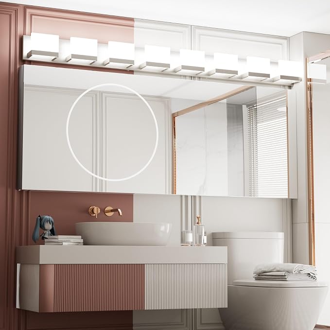 Tipace 8 Lights LED Modern Vanity Light Brushed Nickel Bathroom Lighting - Image 3