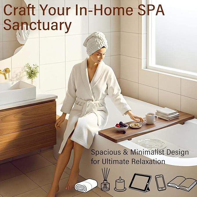 Premium Acacia Wood Bathtub Tray Caddy - Image 3