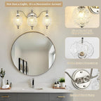 Brushed Nickel Bathroom Vanity Light, 3-Light Mid Century Modern Brushed Nickel - Image 4