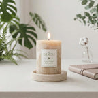 Aroma Naturals Ginger and Clove Essential Oil Beige Scented Pillar Candle - Image 4