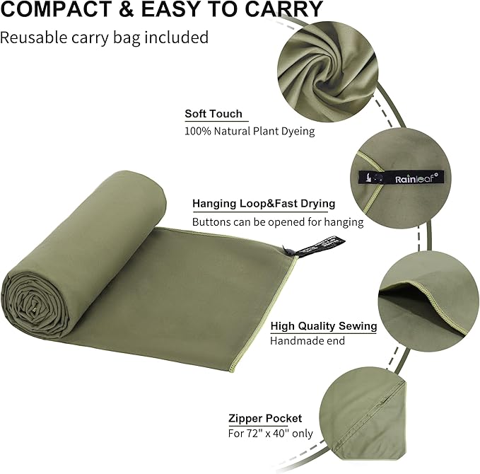 Rainleaf Microfiber Towel Perfect Travel & Gym & Camping Towel. Quick Dry - Image 3