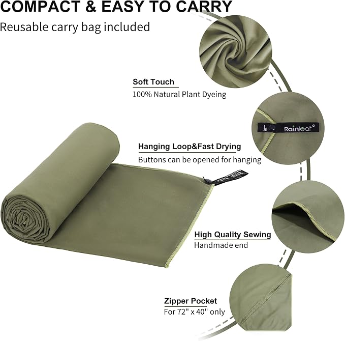 Rainleaf Microfiber Towel Perfect Travel & Gym & Camping Towel. Quick Dry - Image 3