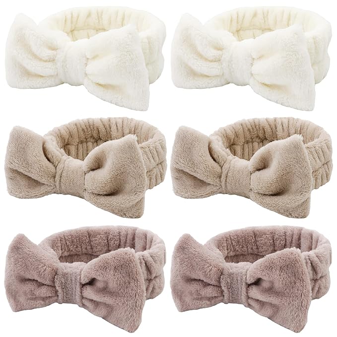 WHAVEL 6 Pack Spa Makeup and Facial Microfiber Bow Headbands by Whavel