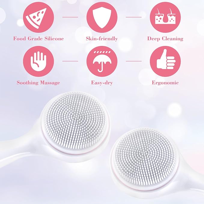HINZIC 2 Pack Silicone Manual Facial Cleansing Brush, Skin Friendly Waterproof - Image 7