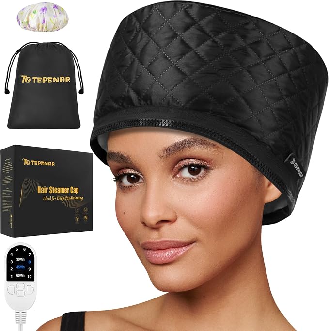 TEPENAR Hair Steamer for Deep Conditioning: Upgraded Heat Cap by HOME