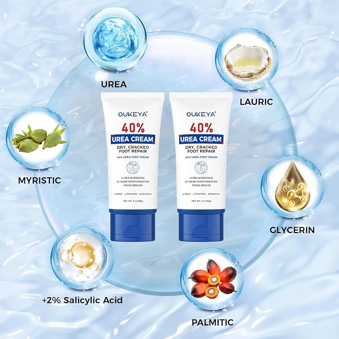 OUKEYA Urea Cream 40 Percent Tube 3 Oz, Foot & Hand Cream - Image 2