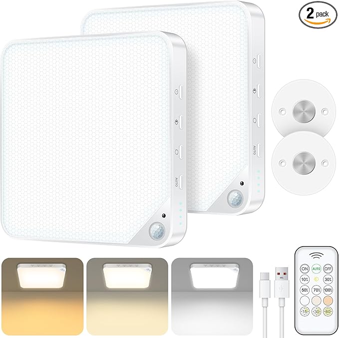 Rechargeable 6W Motion Sensor Ceiling Light Indoor, Wireless Magnetic Stick on by ShunFSC