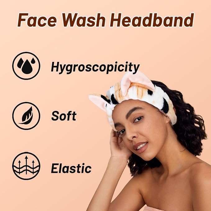 TEBIEKOY Plush Cat Ears Spa Headband - Image 5