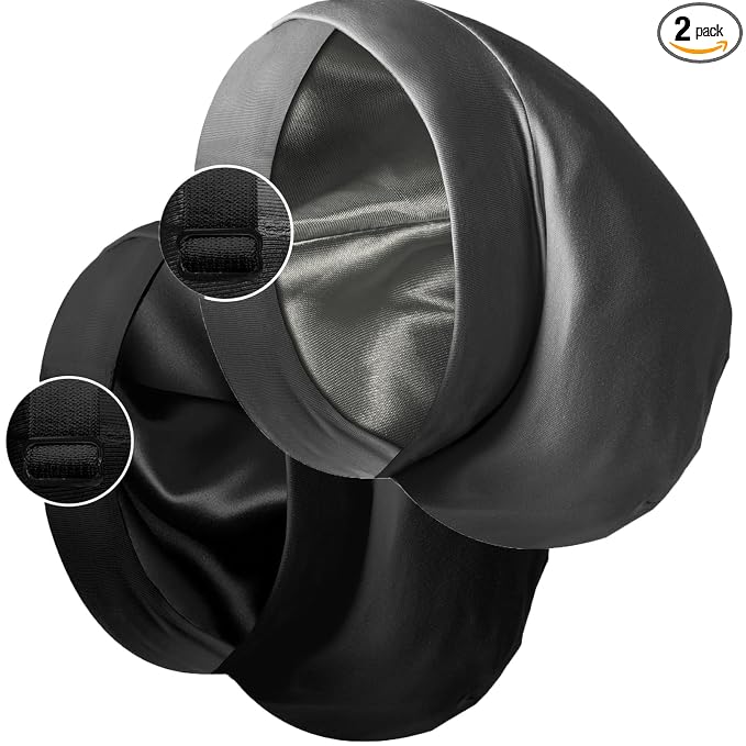 Satin Bonnet Silk Lined Sleep Cap- Adjustable Hair Cover by Blueelf
