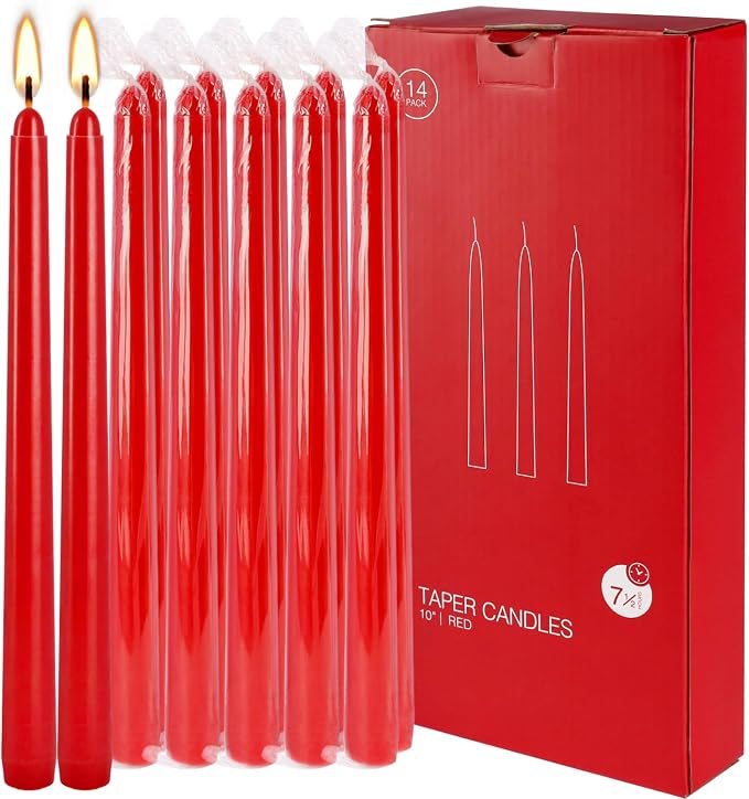 WPONSZU 14 Pack Tall Red Taper Candles 10 Inch Unscented Dripless Candlesticks - Image 7