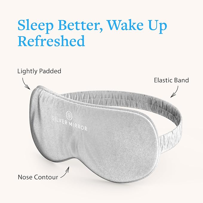 Sleep Mask in Silver, 100% Silk, Pure Mulberry Silk, Light Blocking Eye Mask - Image 4
