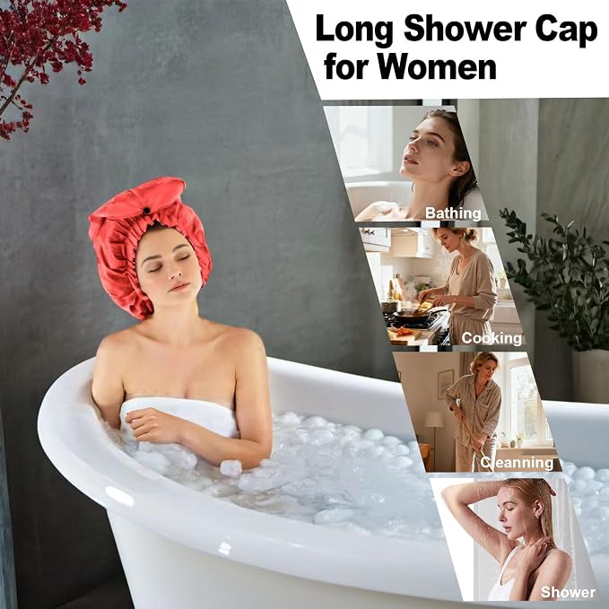 ELEBOX Extra Large Shower Cap for Braids/Curly Hair/Dreadlock | Reusable - Image 2