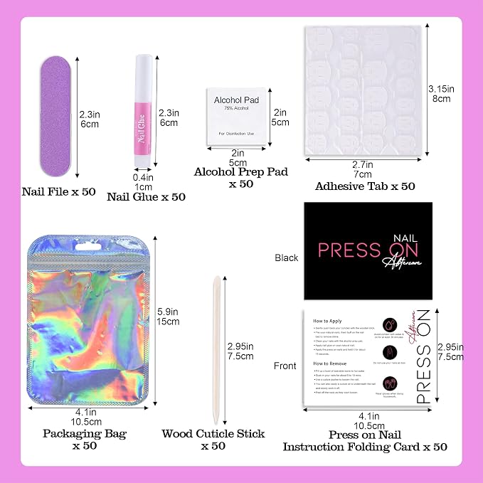 Press On Nail Tool Kit for Nail Business, Nail Prep Application Disposable Kit - Image 3