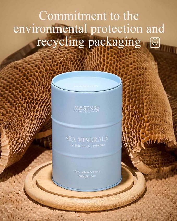 M&SENSE Sea Minerals Scented Candles Ocean Large, Natural Soy Candles 21.2oz - Image 6