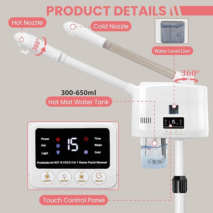 Salon Señor 2 in 1 Hot and Cold Facial Steamer, Professional Face Steamer on - Image 5