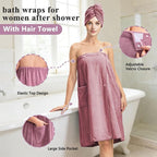 Women’s Adjustable Spa Wrap Towel Set, Microfiber Body Wrap Bathrobe - Image 3