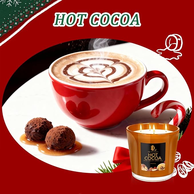 Large Candle Hot Cocoa Scented, 4 Wick Natural Soy Candles - Image 2
