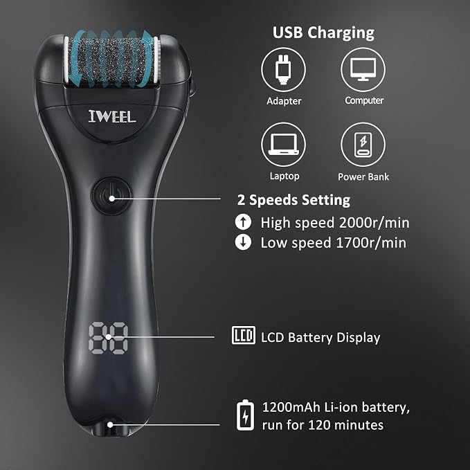 Electric Foot Callus Remover, Rechargeable Portable Electronic Foot File - Image 2