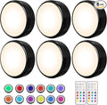 HELPLEX LED Puck Lights with Remote, 6 Pack Color Changing RGBW, Battery Powered by HELPLEX