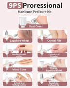 Professional Manicure Pedicure Kit, Cordless Electric Nail File Set, - Image 5