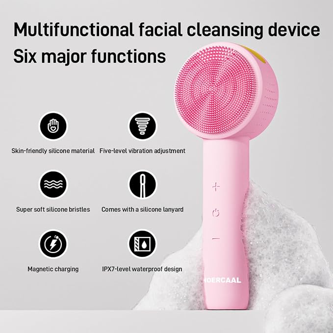 Facial Cleansing Brush Electric – Rechargeable Silicone Face Scrubber, - Image 6