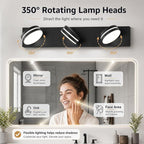 3-Light Bathroom Vanity Light Over Mirror, Matte Black LED Vanity Lighting - Image 8