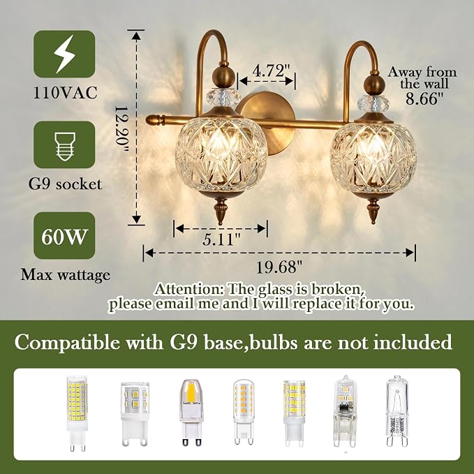 Piepooye Vintage Bathroom Light Fixtures Gold Vanity Light - Image 2