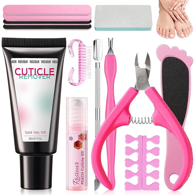 Cuticle Remover Kit: 13Pcs Manicure Pedicure Kit by Rosiour
