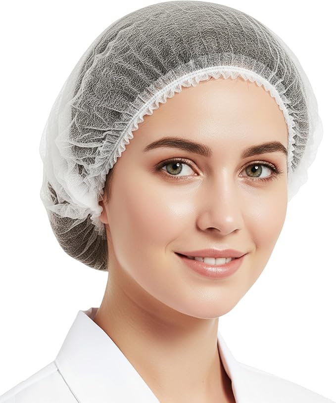 Disposable Bouffant Caps 21 Inch Non Woven Hair Net Elastic Head Cover by C-Cure