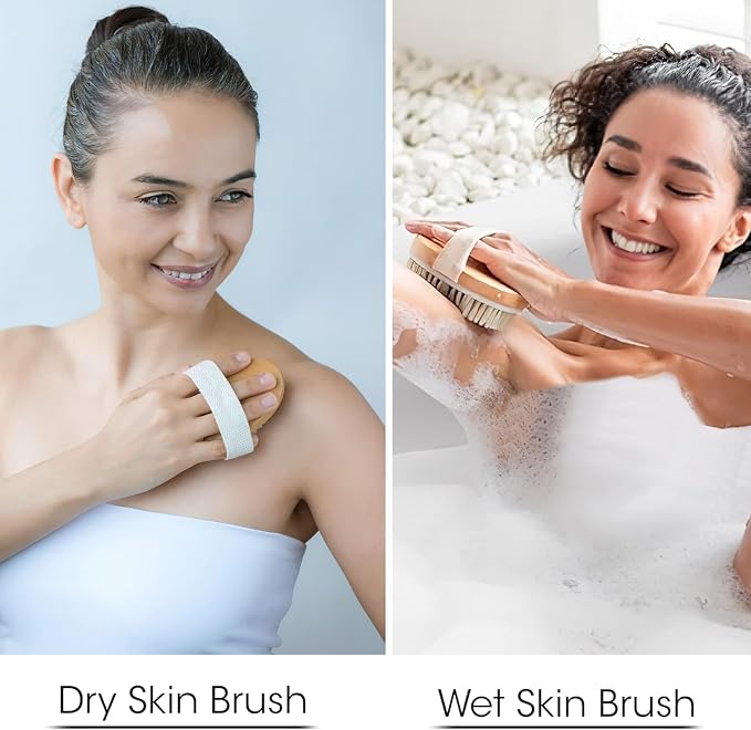 OPAZ 2-Pack Dry Body Brush – Natural Boar Bristles, Ergonomic Cotton Strap – - Image 5