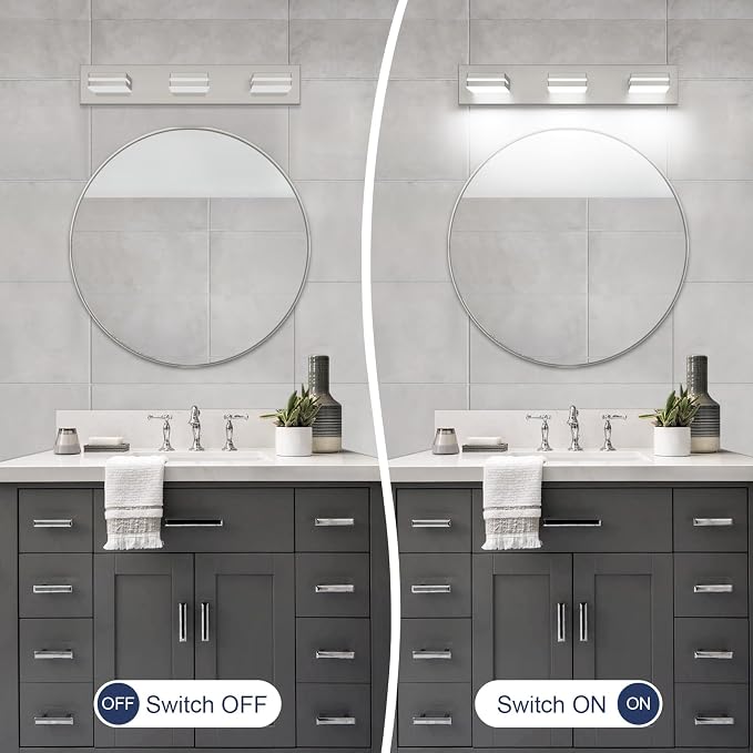 SineRise LED Modern Bathroom Vanity Light Fixtures, Brushed Nickel Modern - Image 6
