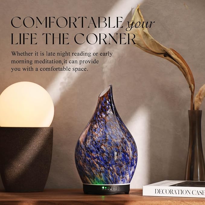 Porseme 280ml Essential Oil Diffuser Glass Color Changing Aroma Air Diffusers - Image 7