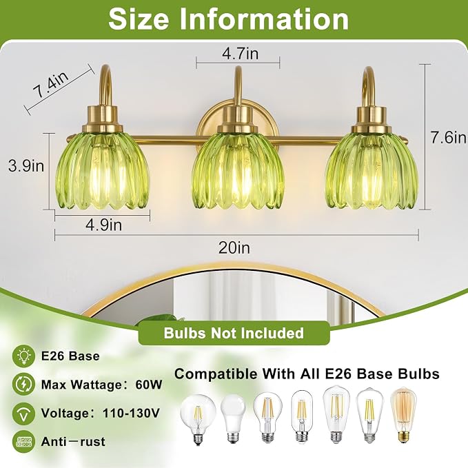 Bathroom Light Fixtures, Brushed Gold Vanity Lights - Image 9