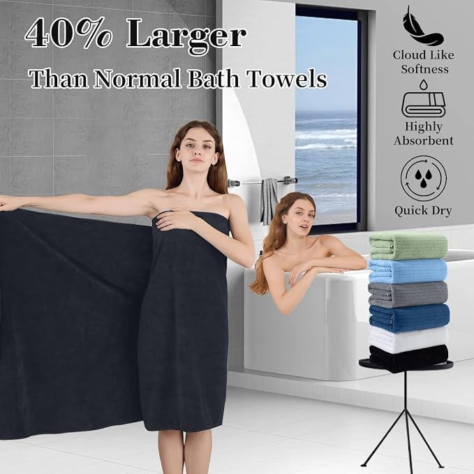 Extra Large Bath Sheet Set of 4, Ultra Soft Fluffy Towel, 35”x 70”Oversized - Image 4