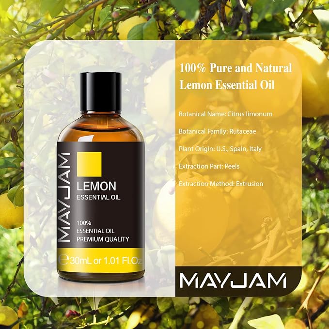 Lemon Essential Oil 30ML/1.01FL.OZ, MAYJAM Premium Lemon Oil Essential Oils - Image 3