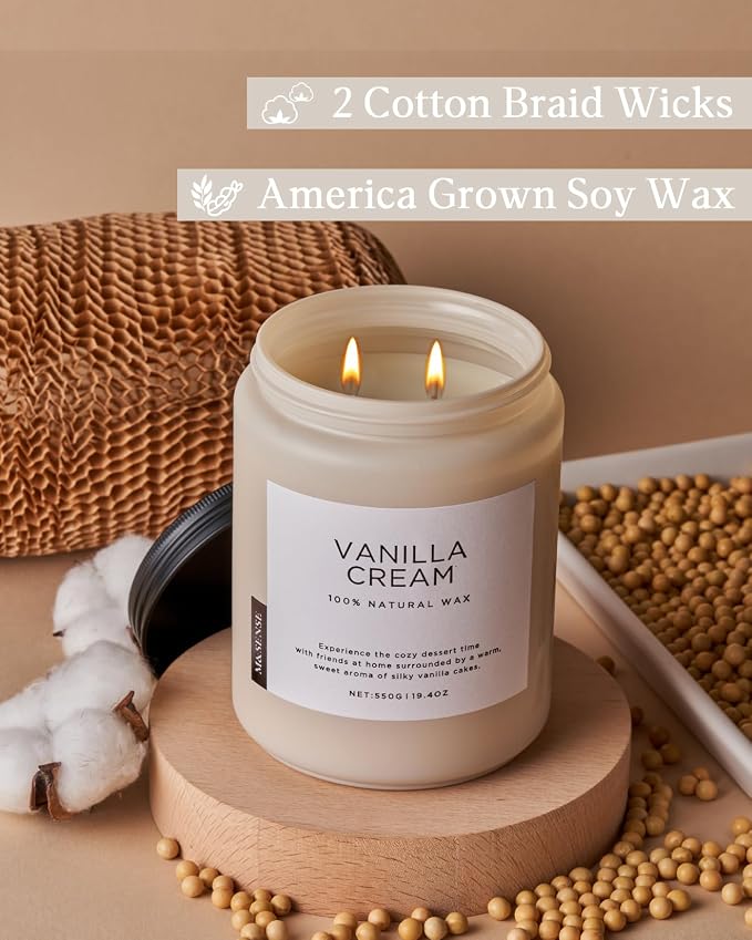 M&SENSE Large Vanilla Scented Candles - Image 3