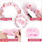 Zkptops Spa Headband for Washing Face Wristband Set Sponge Makeup Skincare - Image 5