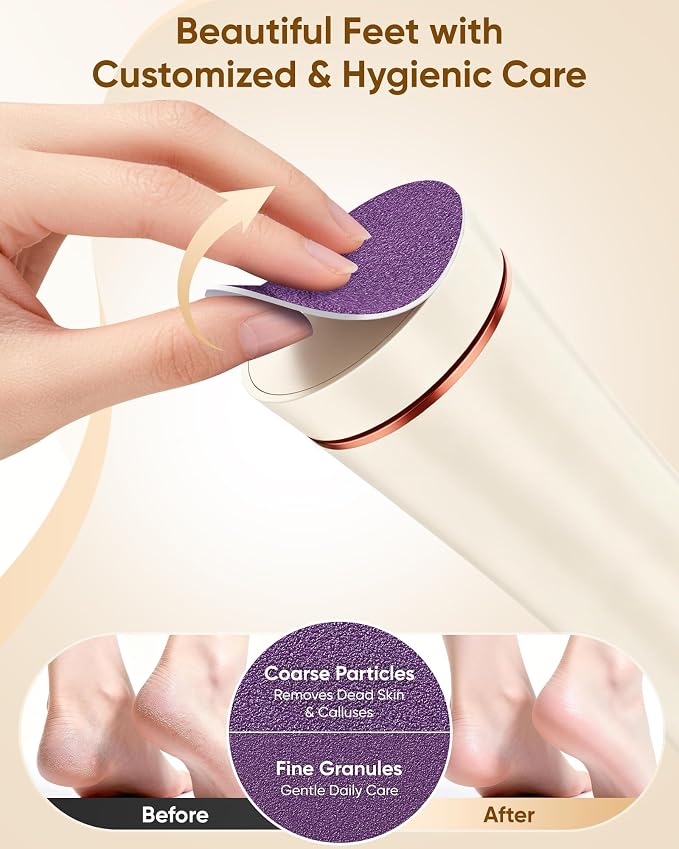 Electric Foot Callus Remover, 3-Speed Rechargeable Cordless Electronic Foot File - Image 6