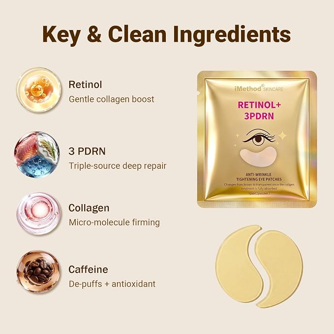 iMethod 3PDRN & Retinol Eye Patches, Hydrogel Under-Eye Masks - Image 7