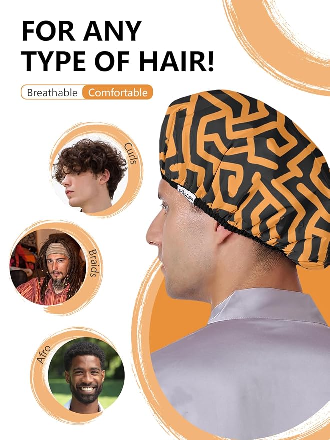 Years calm Men Shower Cap Reusable Waterproof, Dual-Layer Design, Double-Sided - Image 7