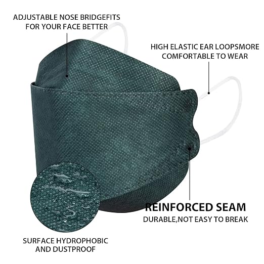 Borje KN95 Face Masks for Adults 50 Pack, 5-Ply Emerald Green Disposable Face - Image 3