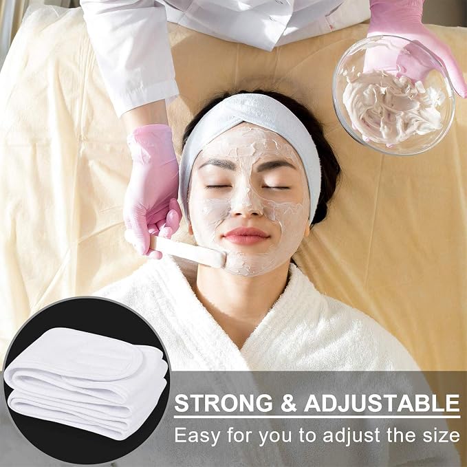 Whaline Spa Facial Headband Make Up Wrap Head Terry Cloth Headband Adjustable - Image 3